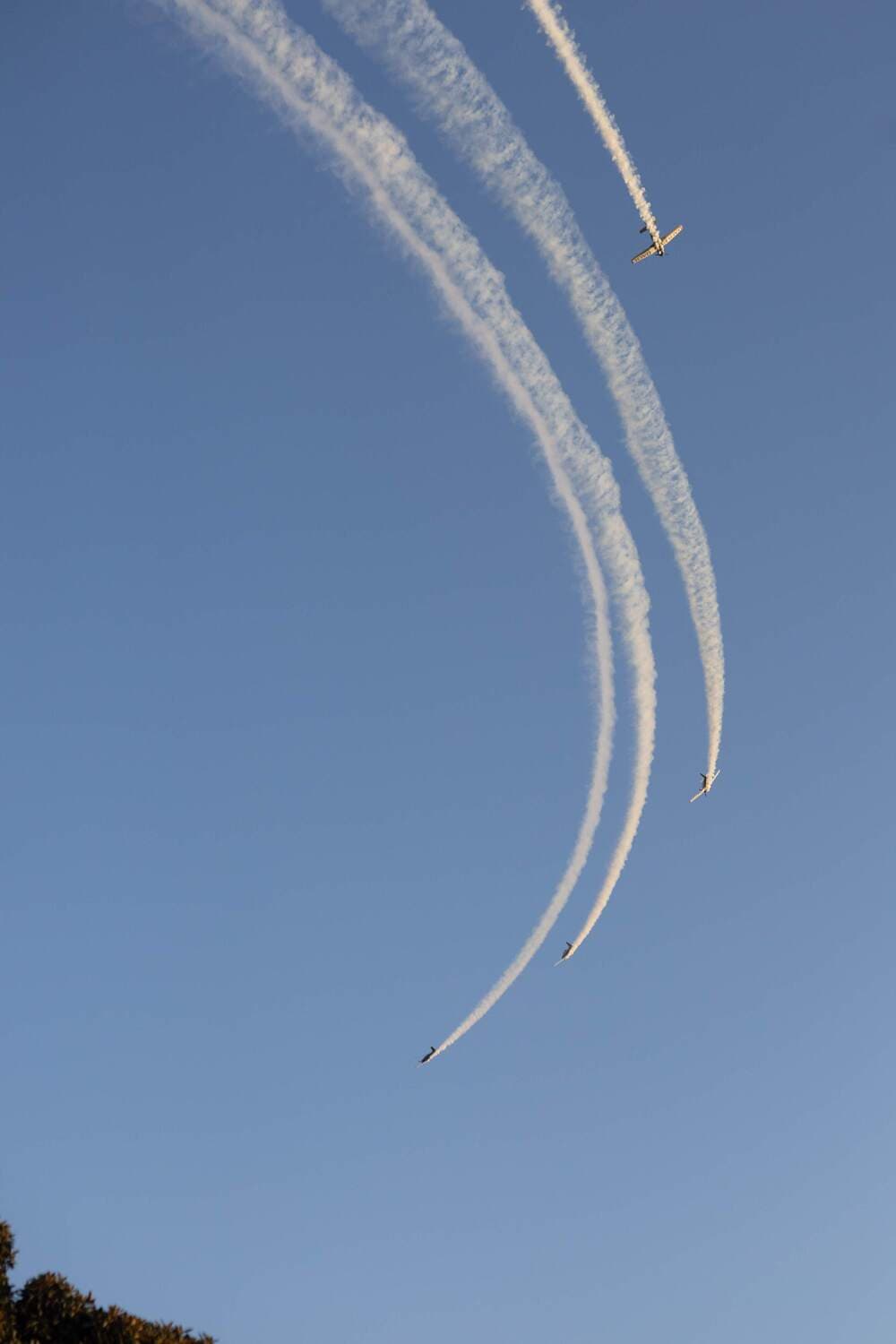 Aircraft flying in formation over the Long Beach coastline