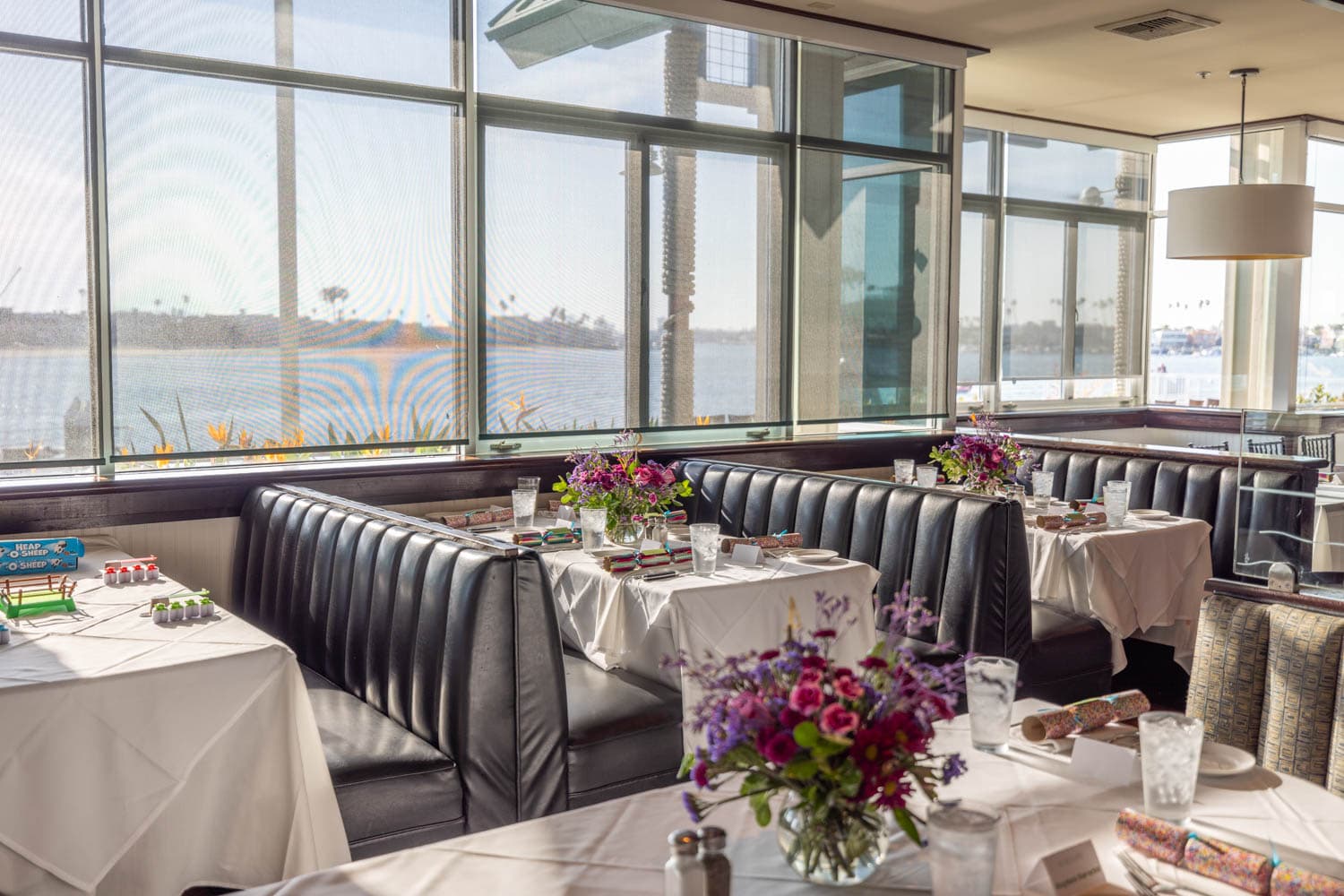 Group dining setup for private event guests