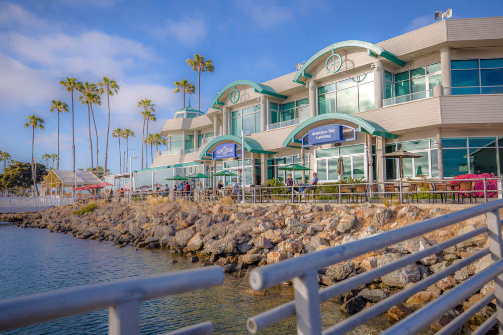 Boathouse exterior and dockside hero view