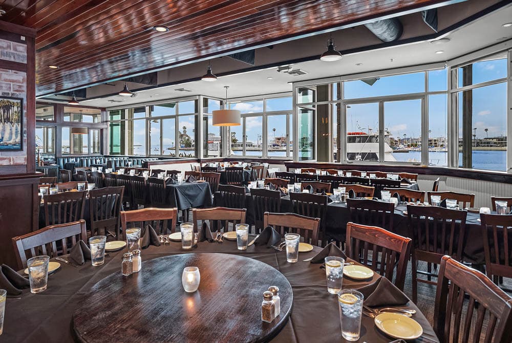 Main dining room with marina views