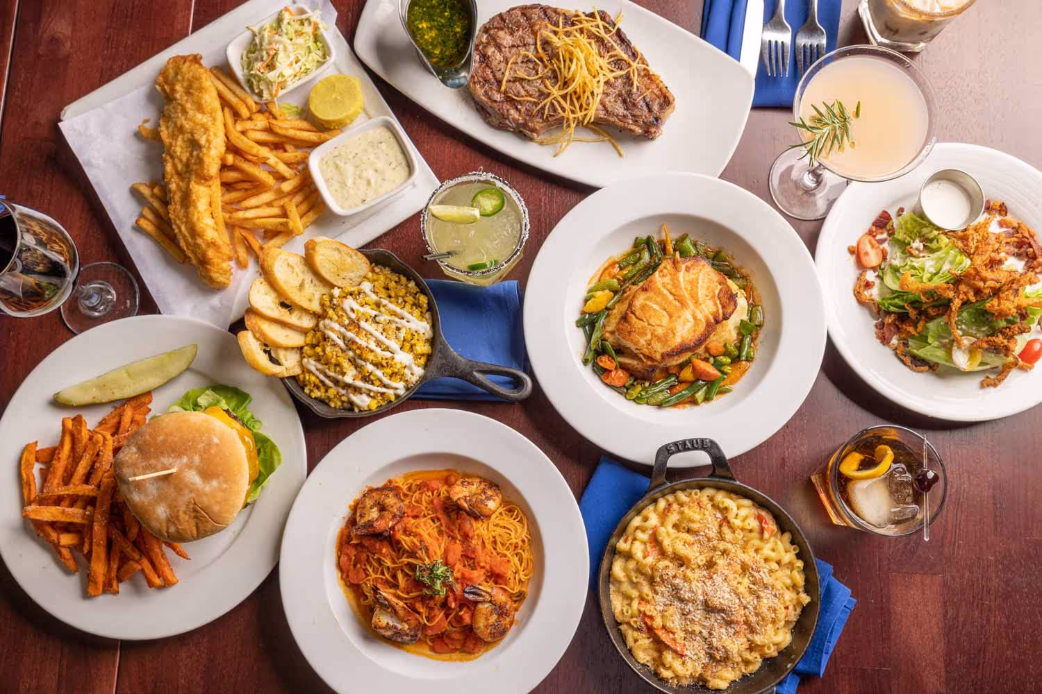 Signature plates and shareables at Boathouse on the Bay