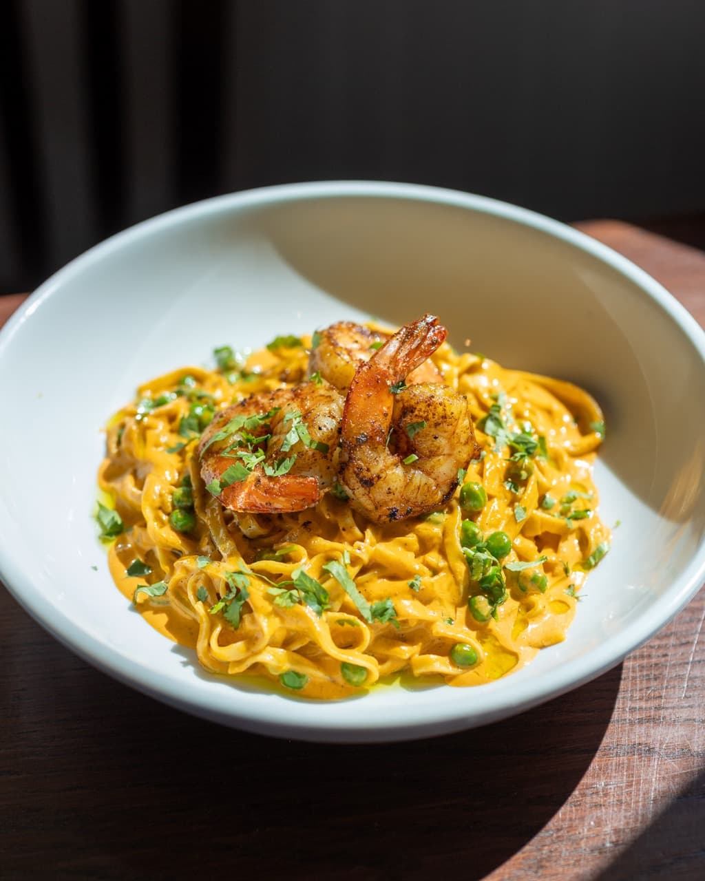 Blackened shrimp tagliatelle from Mum's Memory Lane Menu at Boathouse on the Bay