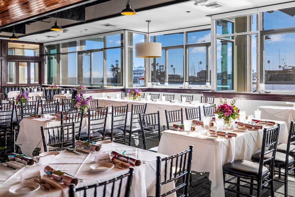 Main dining room prepared for a group event